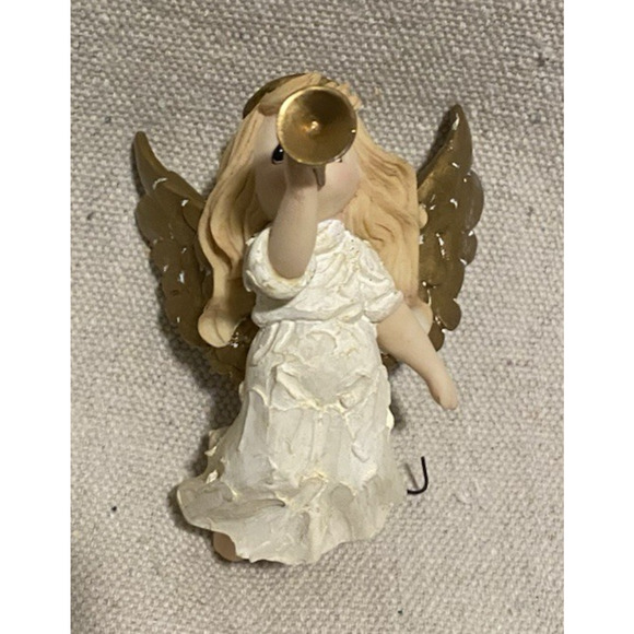 Vtg Precious Moments Sing in Excelsis Ornament Angel Horn Player 3.25" Tall - Picture 5 of 8